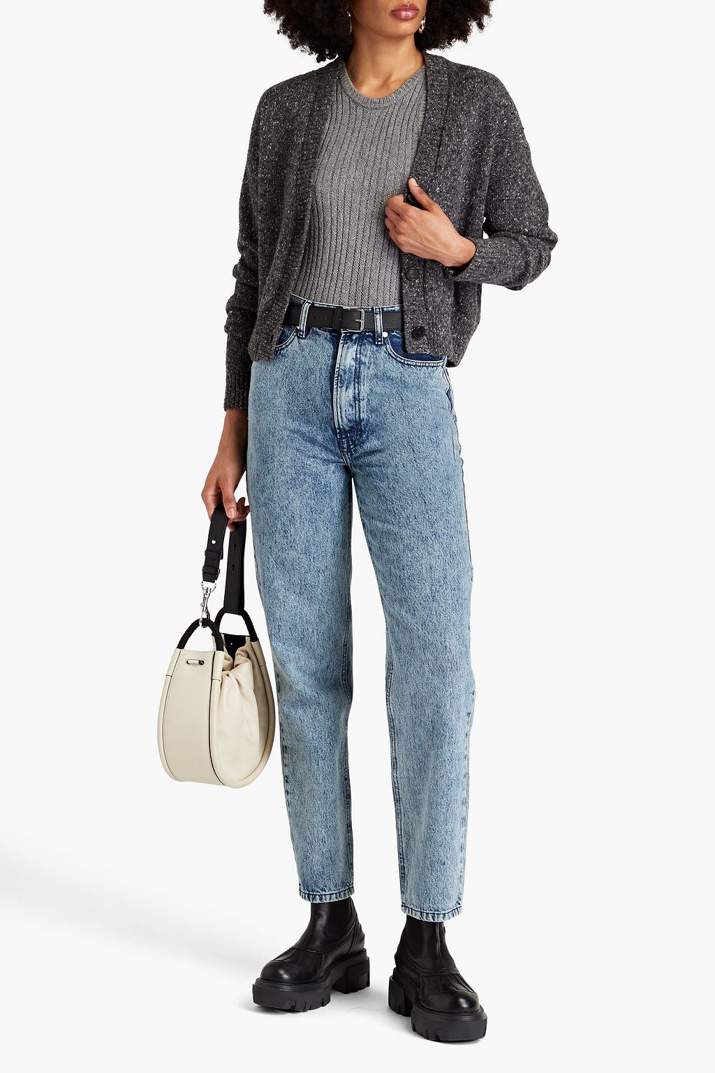 TOMORROW DENIM جينز 'إيوا' بأرجل مستقيمة وخصر عالٍ مغسول بالحمض