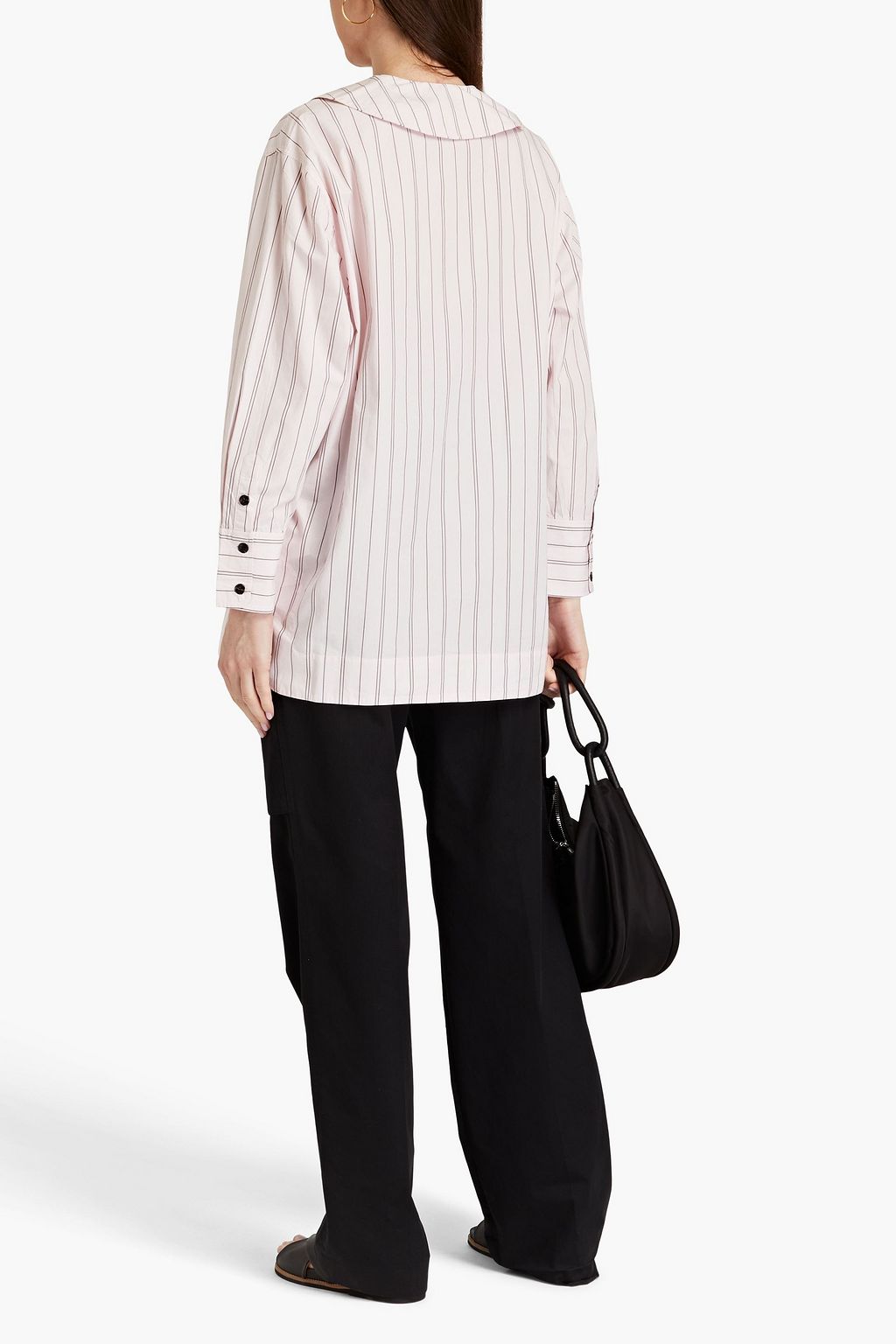 GANNI Oversized striped cotton-poplin shirt