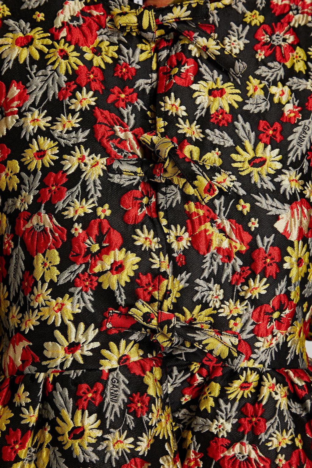 GANNI Gathered cloqué blouse