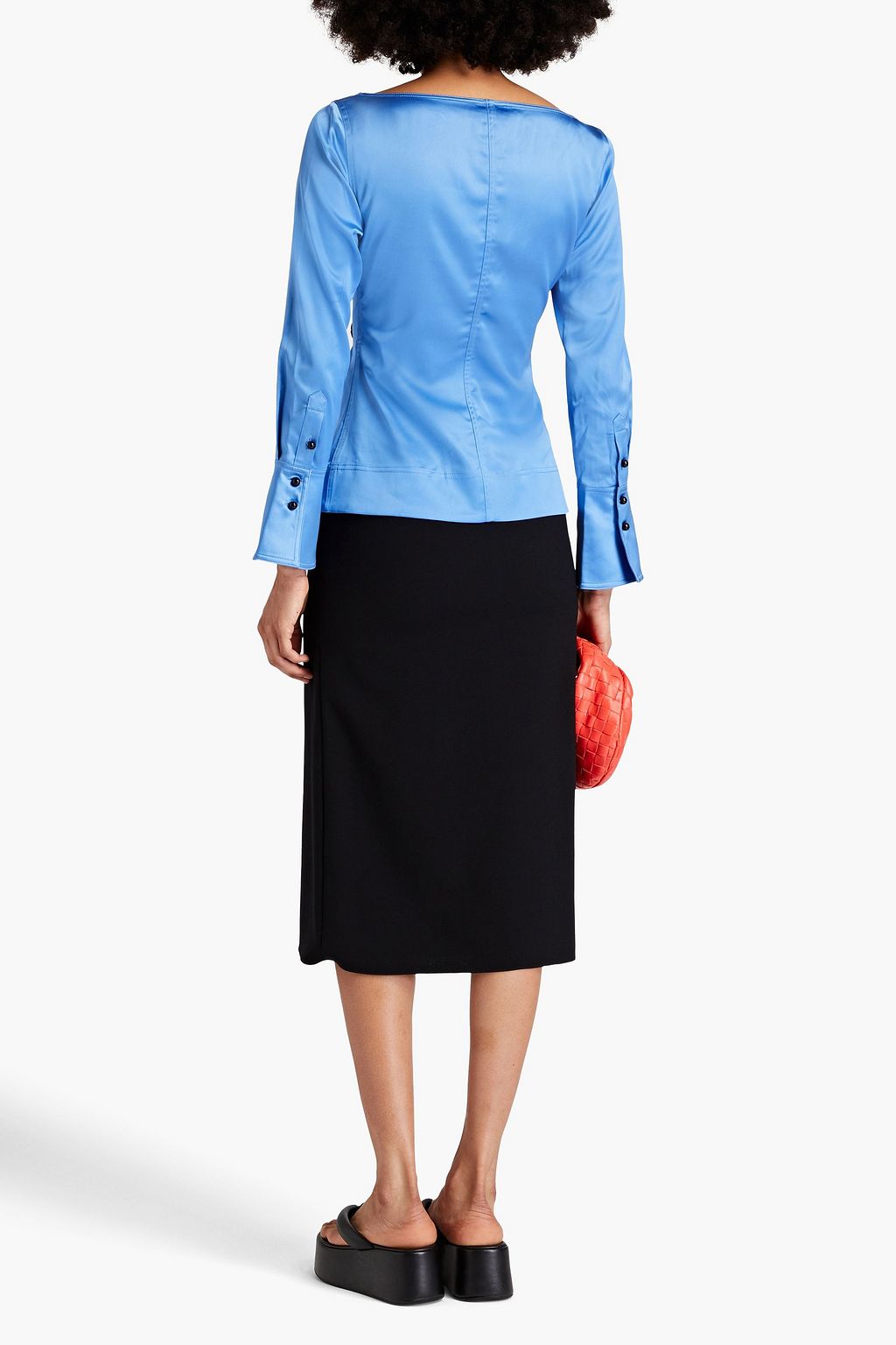 GANNI Tie-detailed crepe-satin blouse