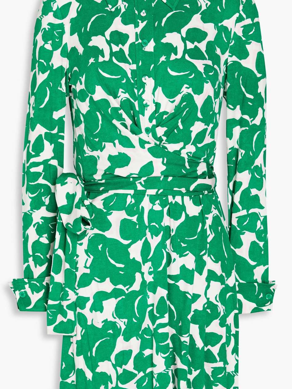 didi printed jersey mini shirt dress