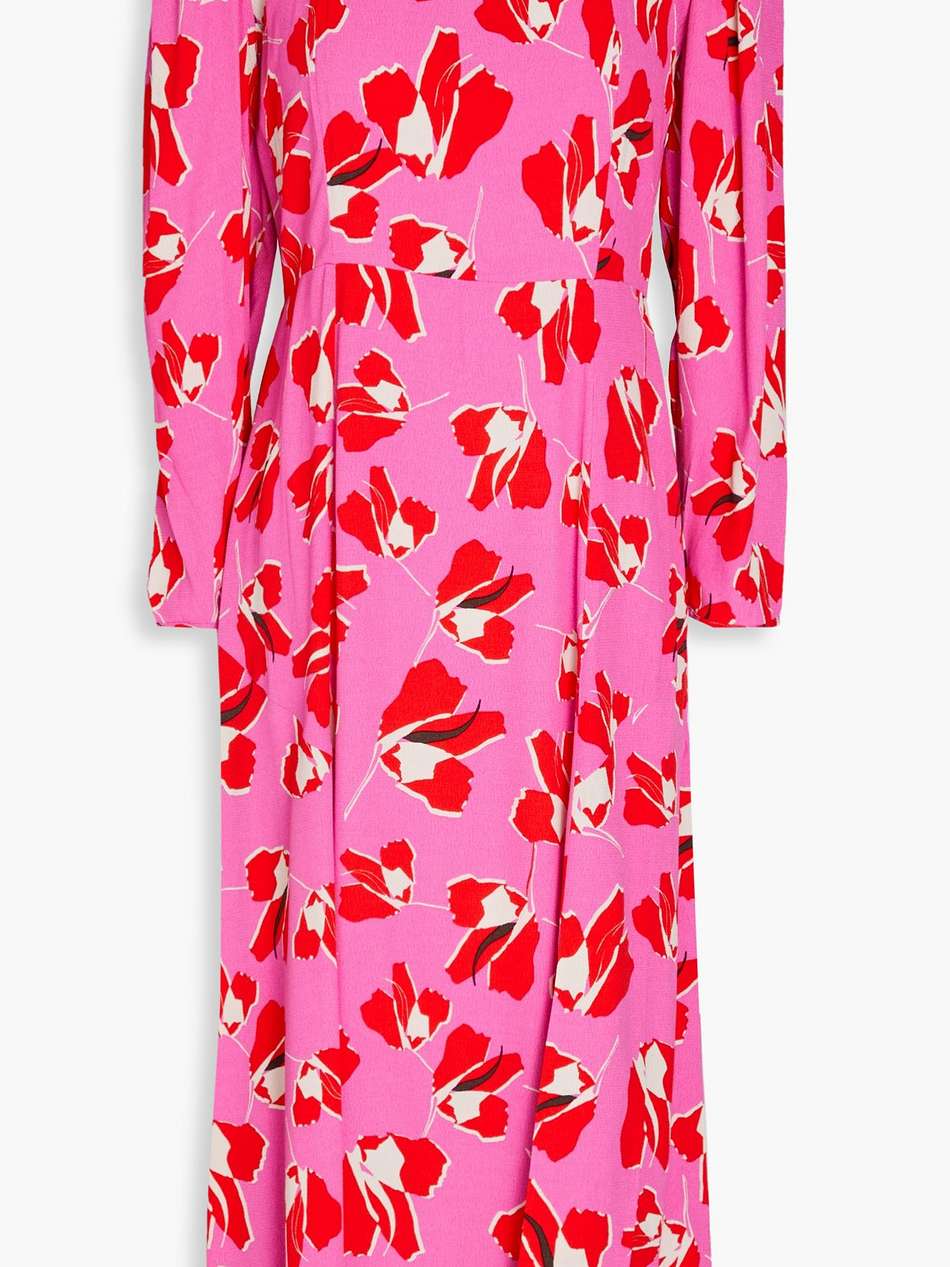 joanna pleated floral-print crepe midi dress