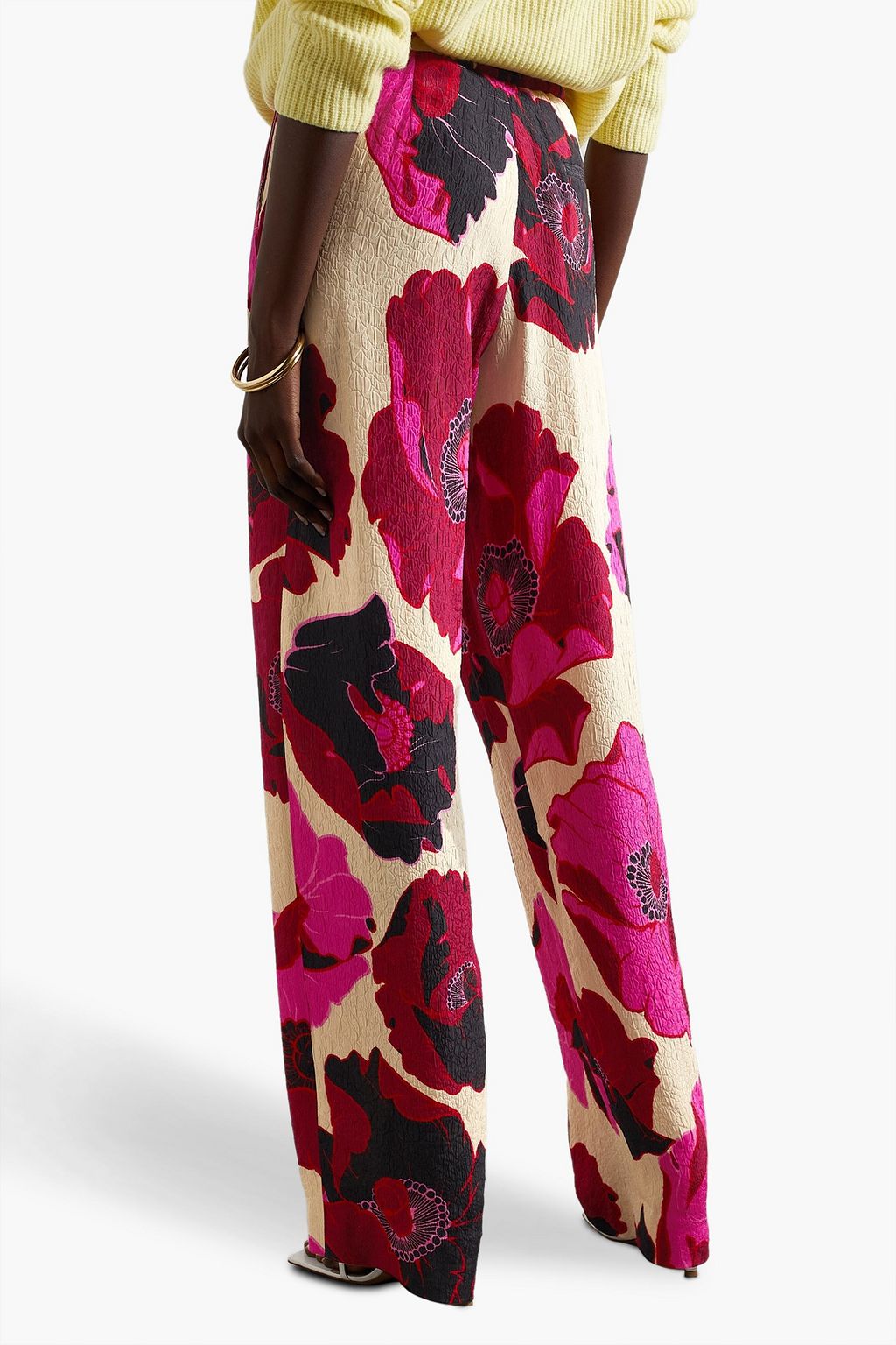 DRIES VAN NOTEN Floral-jacquard straight-leg pants