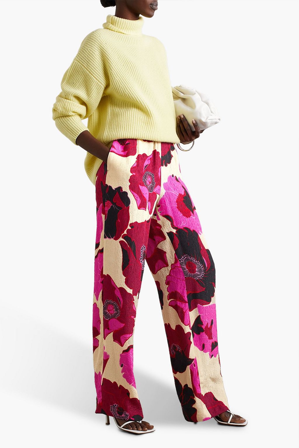 DRIES VAN NOTEN Floral-jacquard straight-leg pants