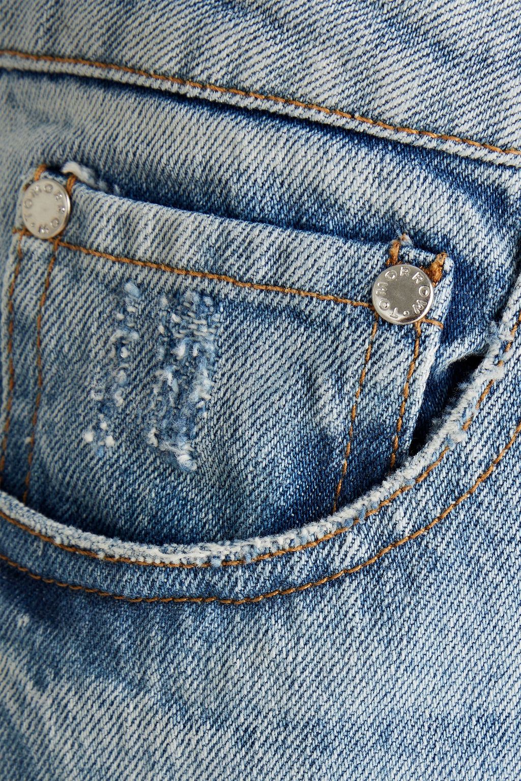 TOMORROW DENIM جينز «تيري» بتأثير معتق بأرجل مستقيمة بخصر عالٍ