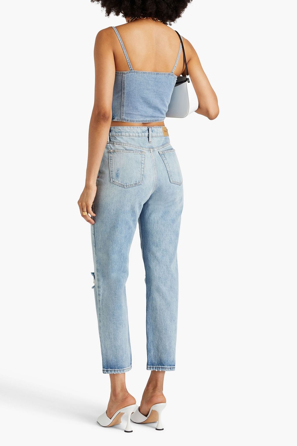 TOMORROW DENIM جينز «تيري» بتأثير معتق بأرجل مستقيمة بخصر عالٍ