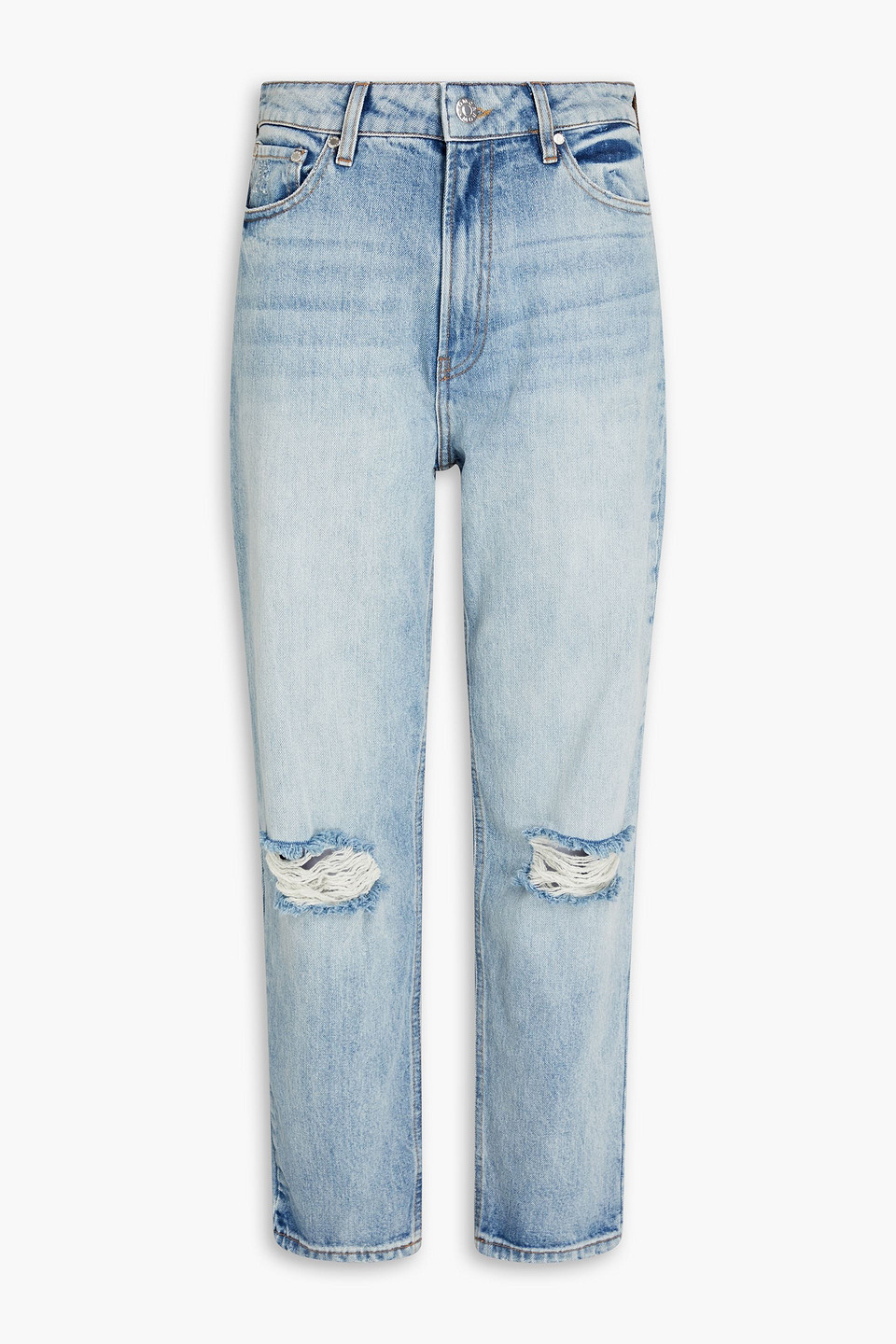 Terri distressed high-rise straight-leg jeans