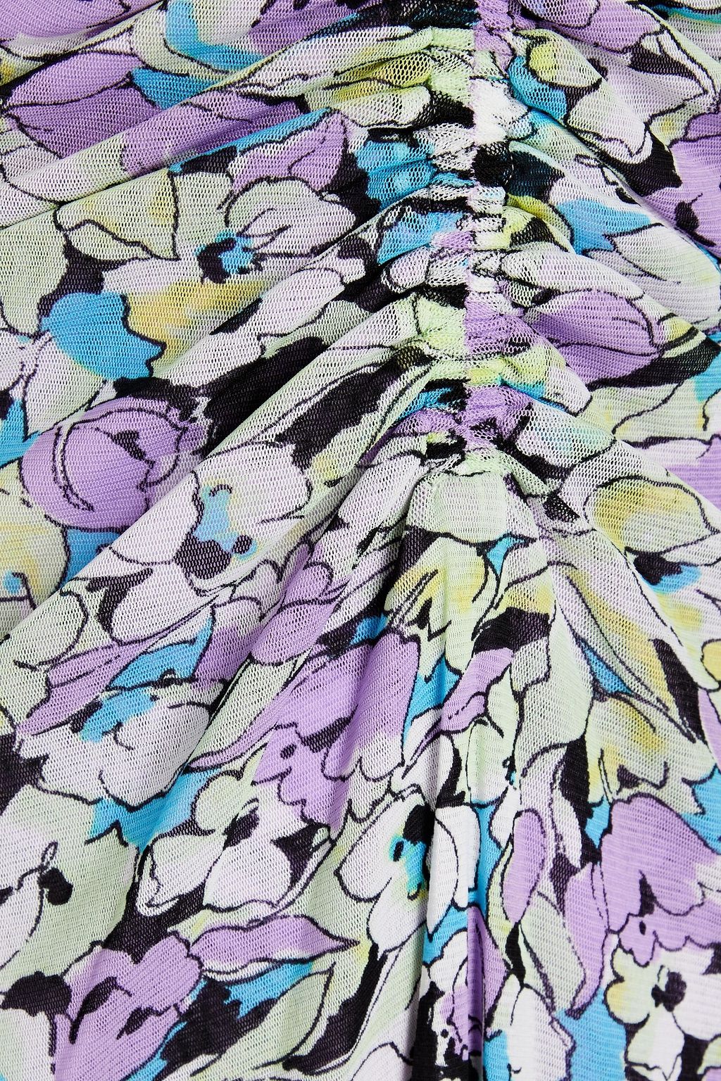DIANE VON FURSTENBERG Koren reversible ruched floral-print stretch-mesh midi dress