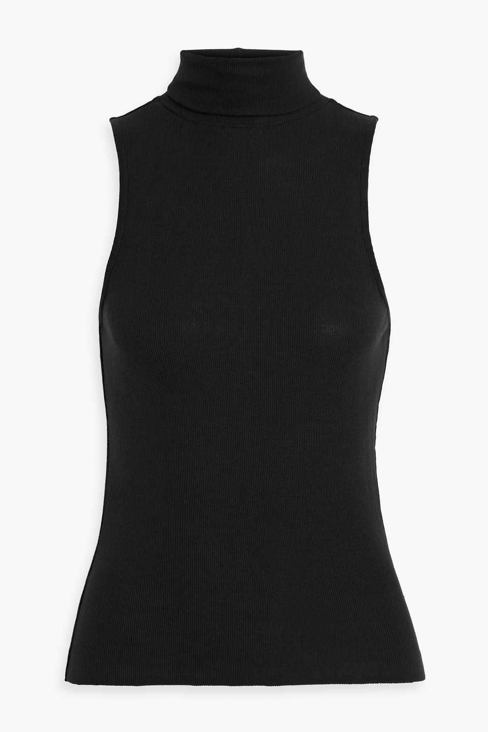 Frame Ribbed Stretch-modal Turtleneck Top In Black