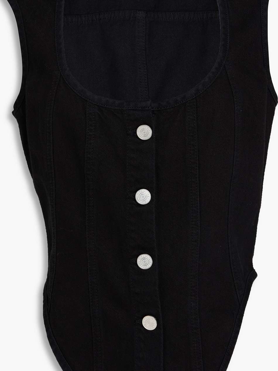 asymmetric denim top