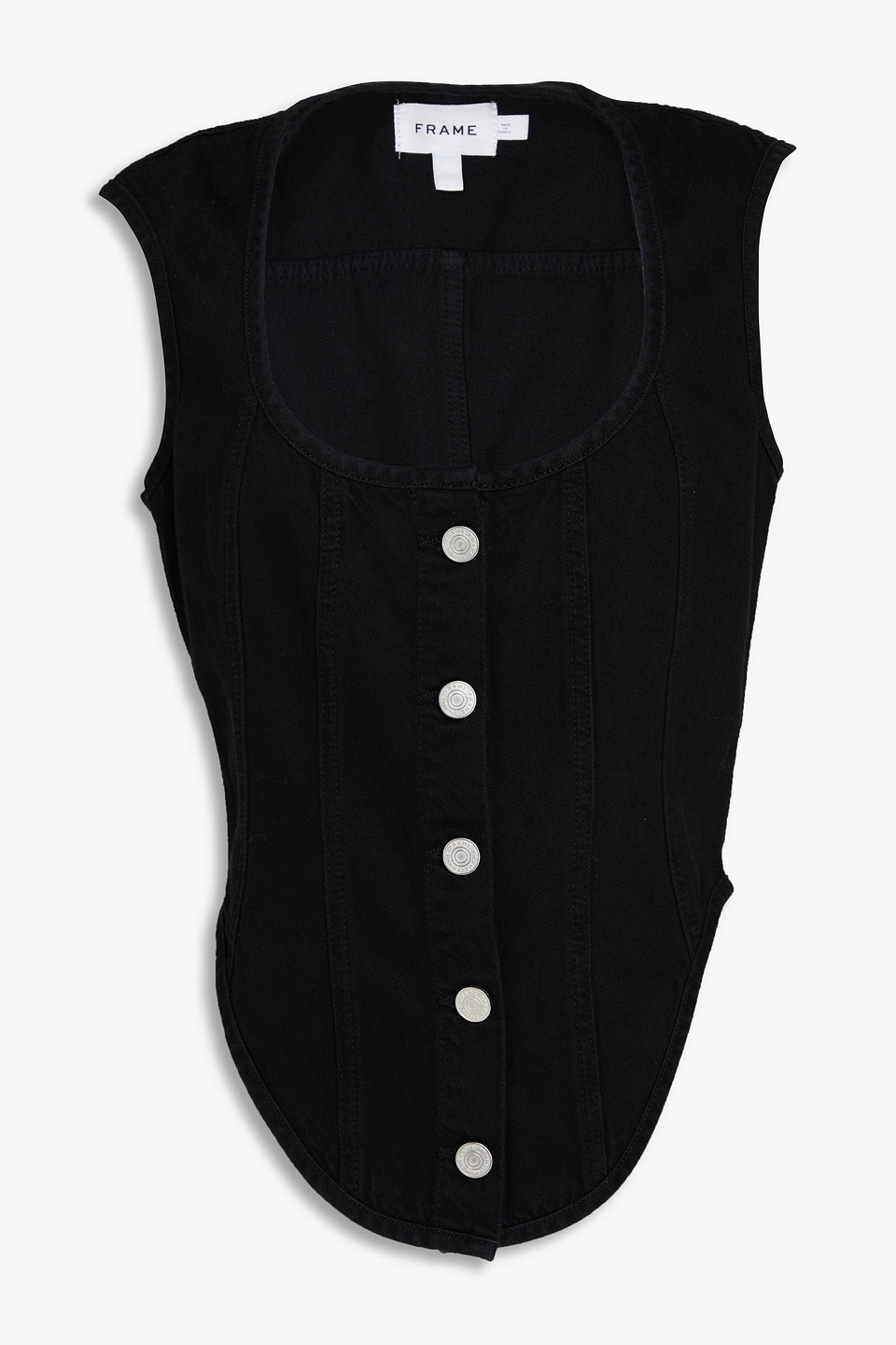 Frame Asymmetric Denim Top In Black