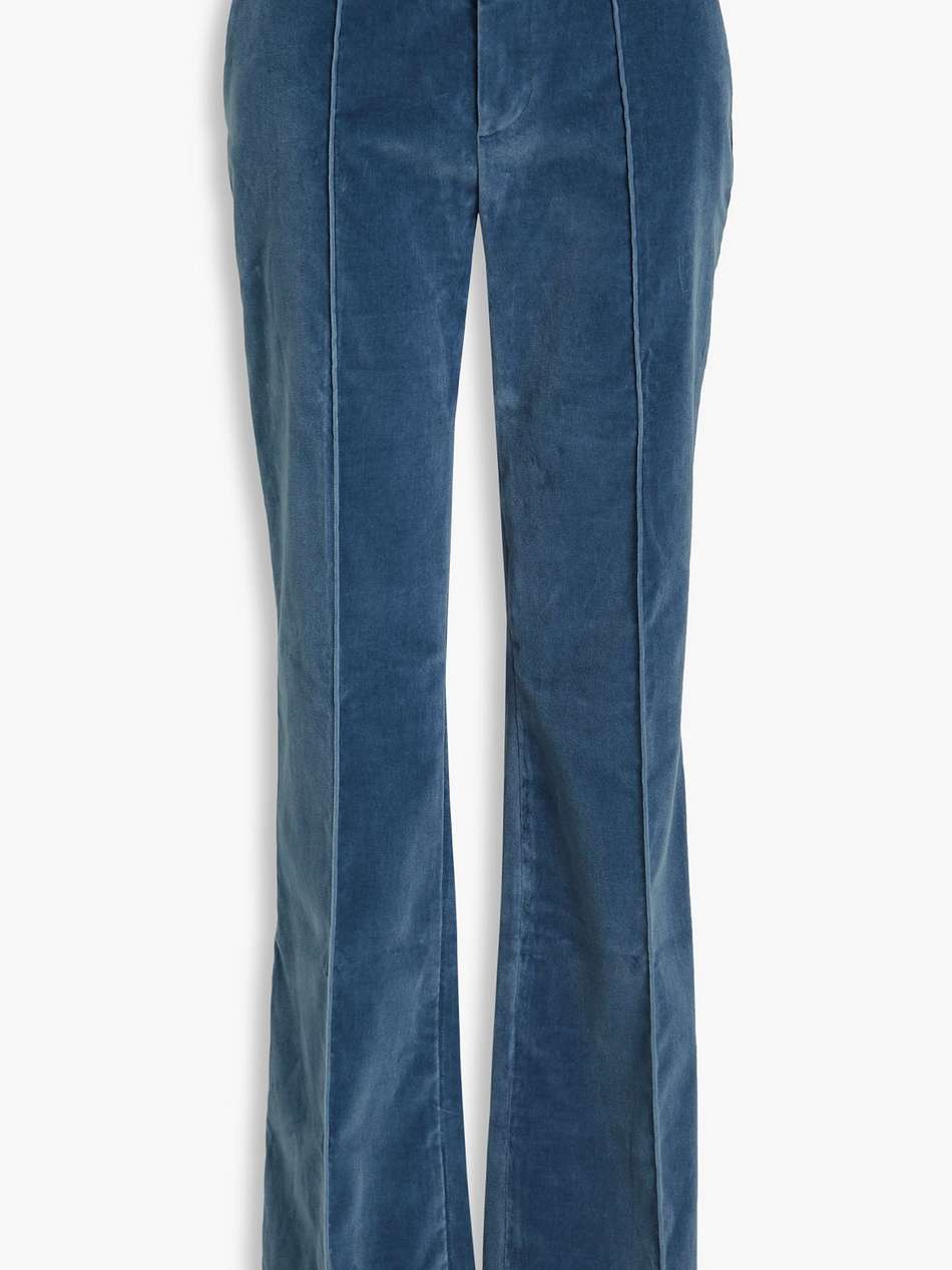 the slim stacked cotton-blend velvet straight-leg pants