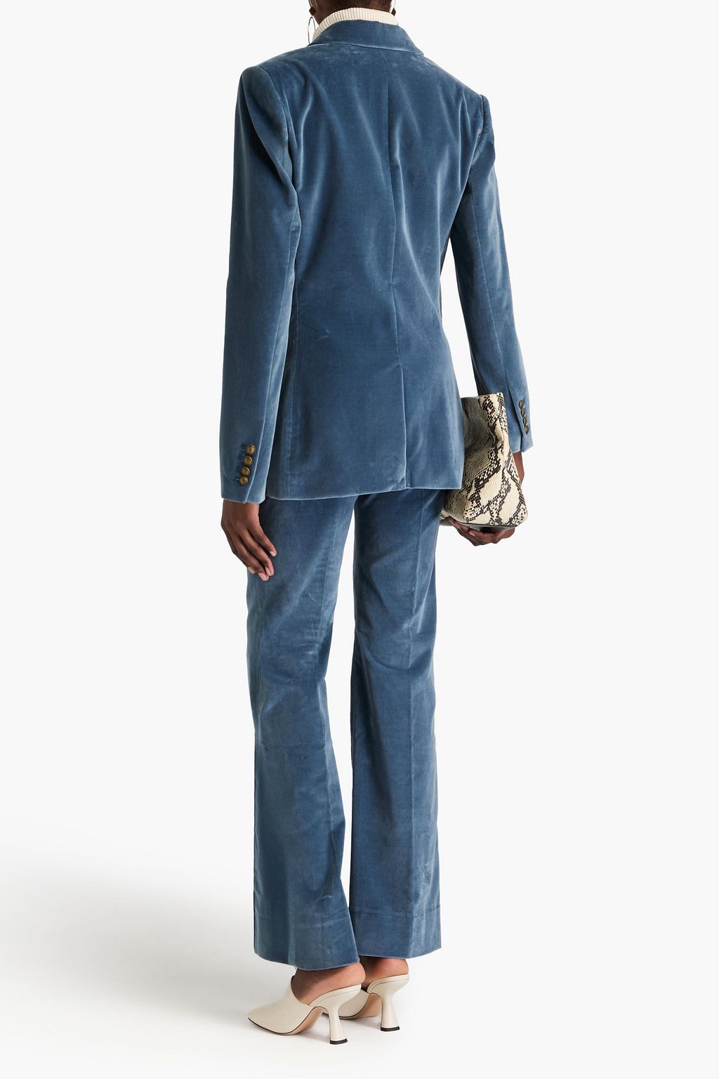 FRAME Double-breasted cotton-blend velvet blazer
