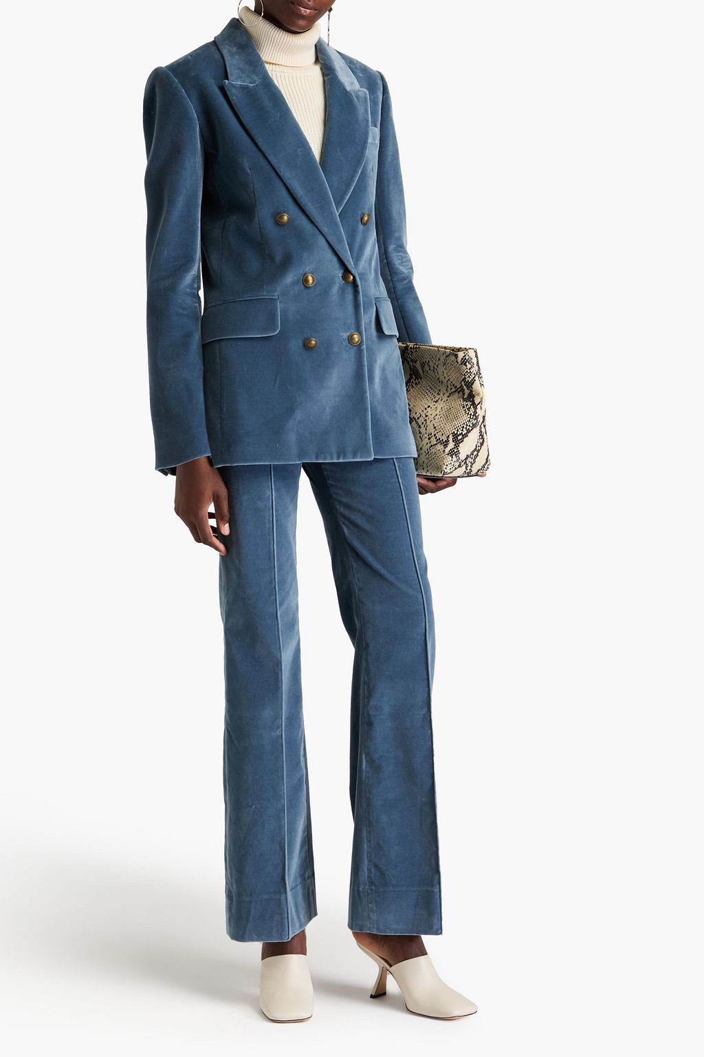FRAME Double-breasted cotton-blend velvet blazer