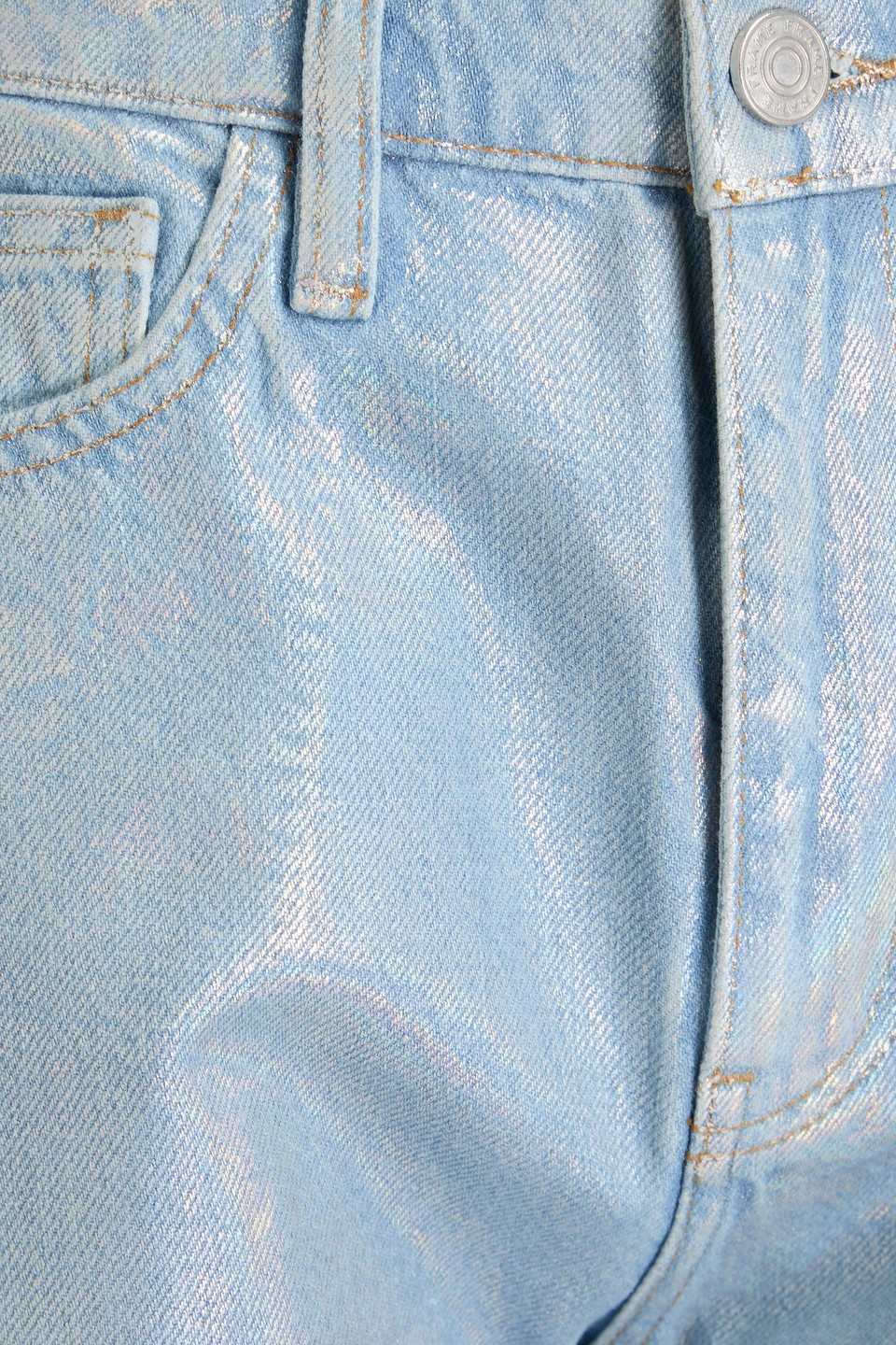 FRAME LE JANE CROP IRIDESCENT-EFFECT HIGH-RISE STRAIGHT-LEG JEANS