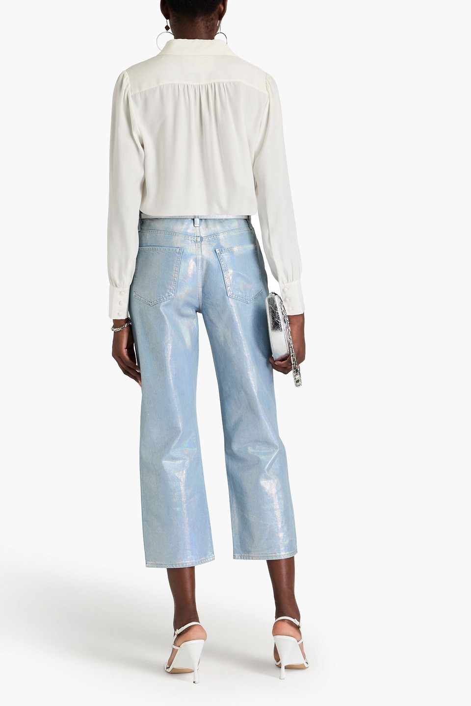 FRAME LE JANE CROP IRIDESCENT-EFFECT HIGH-RISE STRAIGHT-LEG JEANS
