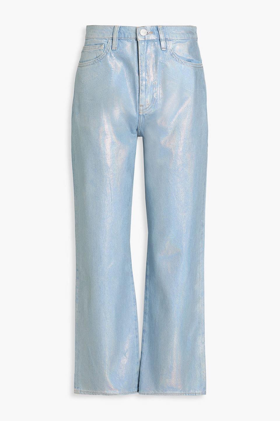 FRAME - Le Jane Crop iridescent-effect high-rise straight-leg jeans - Blue - 27