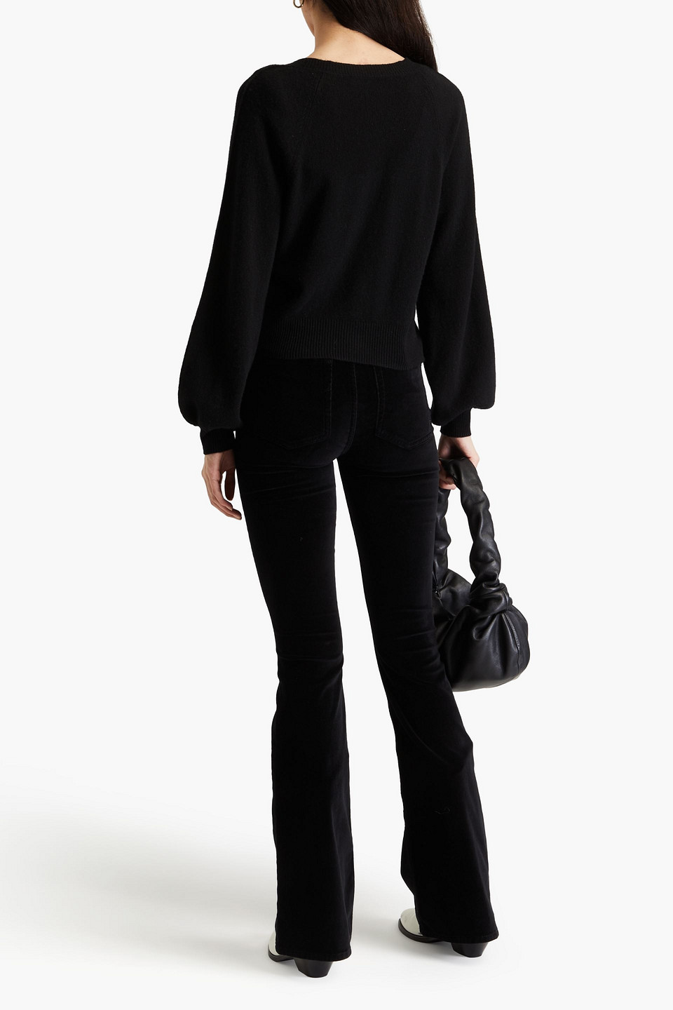 Frame Le High Flare Velvet Flared Pants In Black