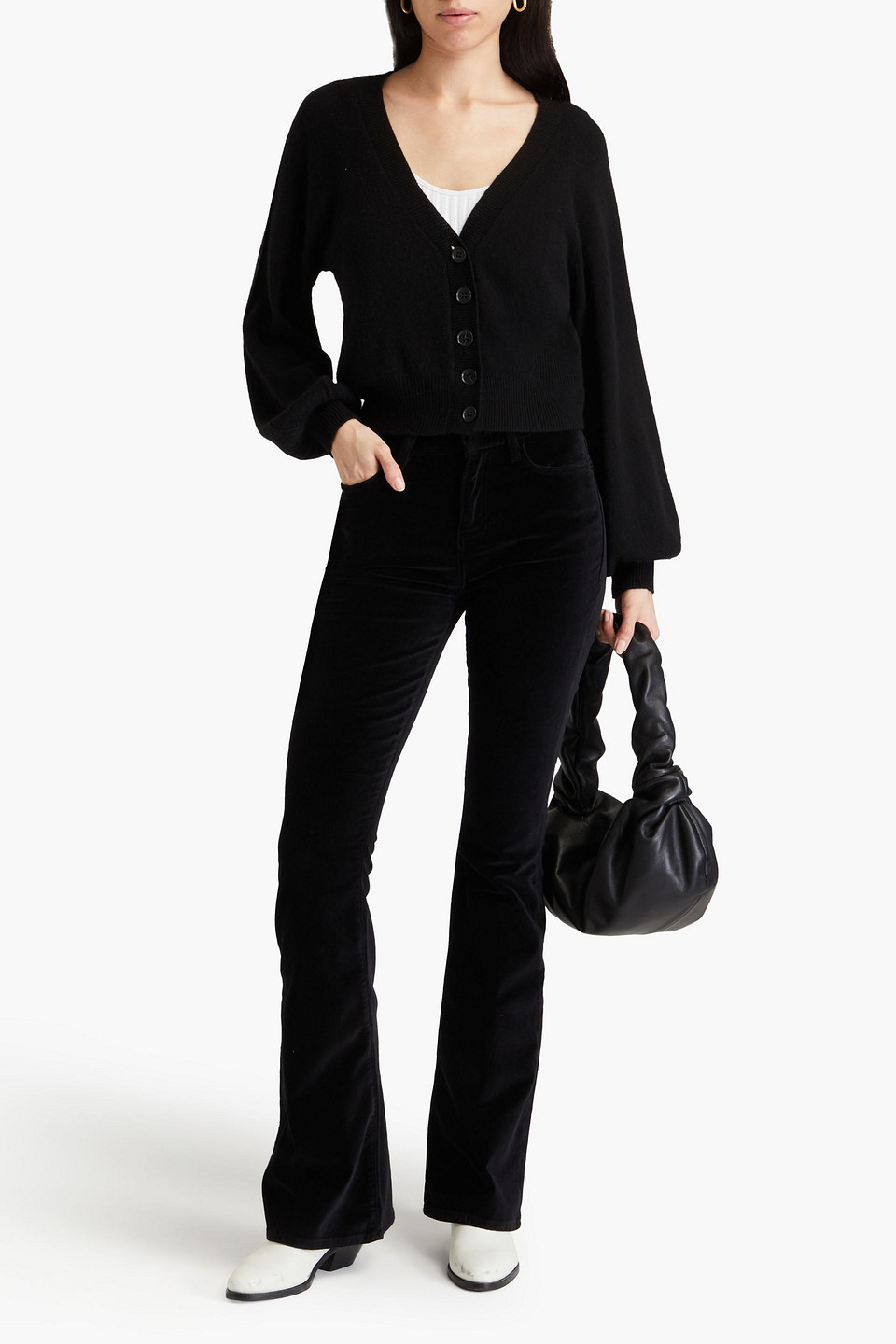 Frame Le High Flare Velvet Flared Pants In Black