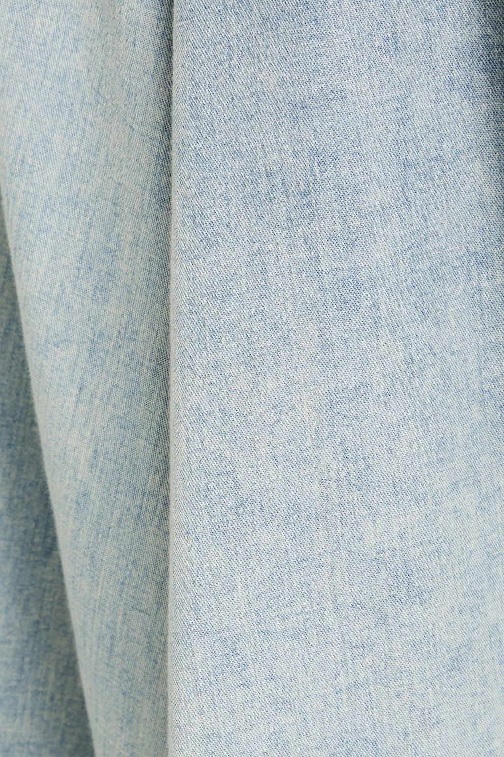 FRAME Faded cotton and linen-blend chambray blouse