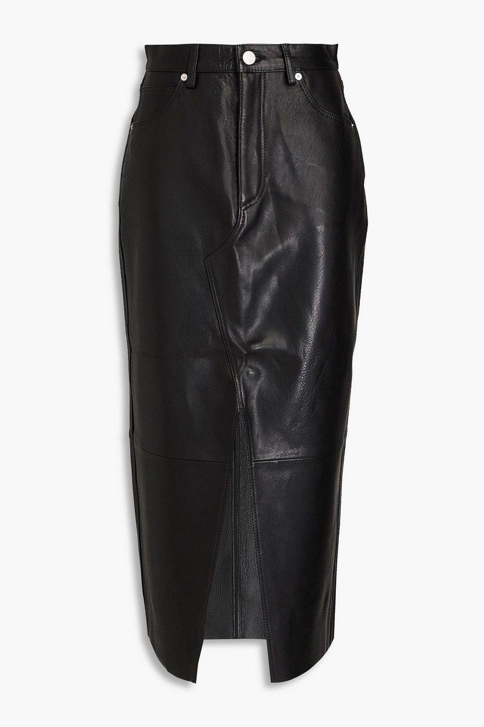 Leather midi pencil skirt