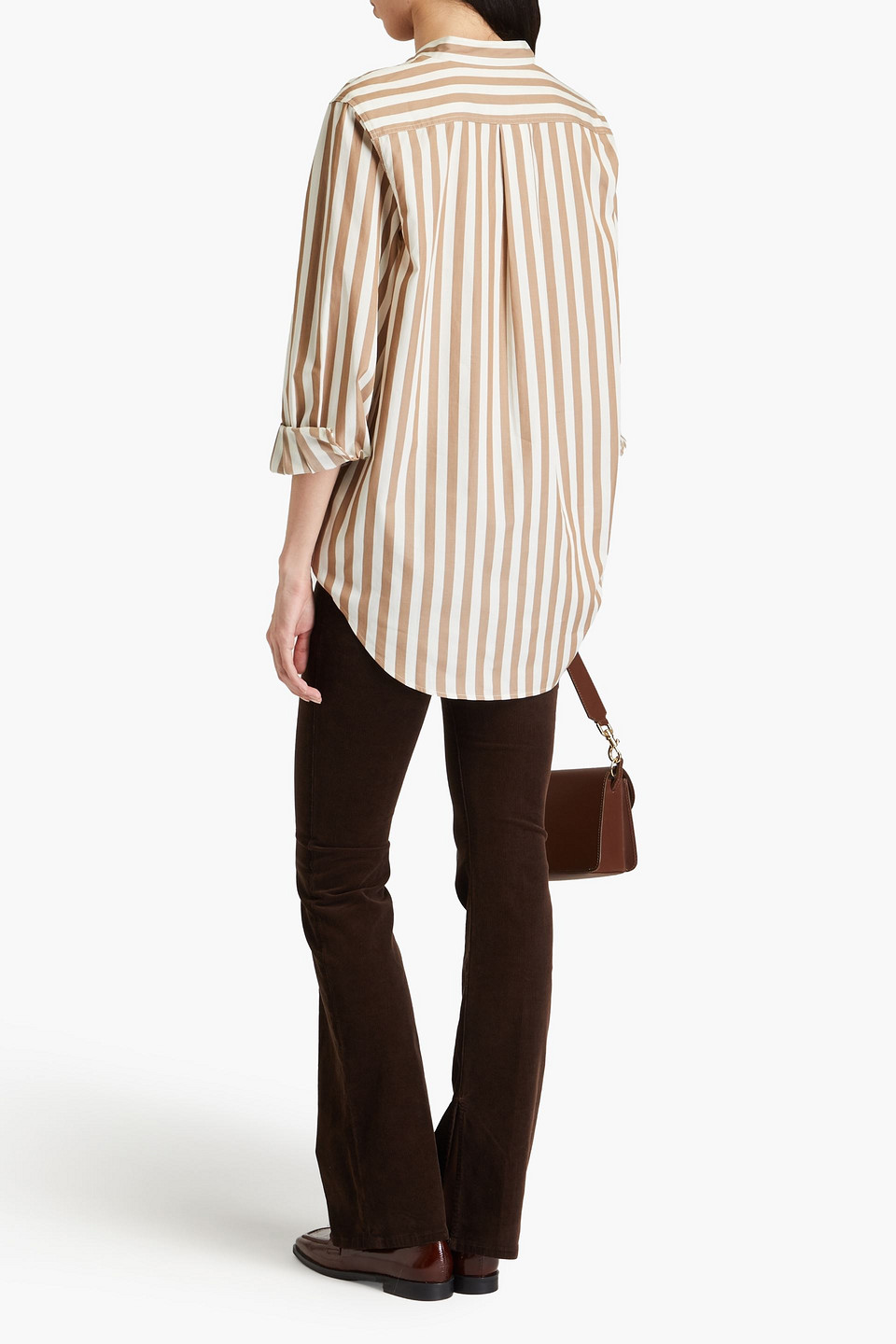 Frame Cotton Striped Shirt In Light Brown