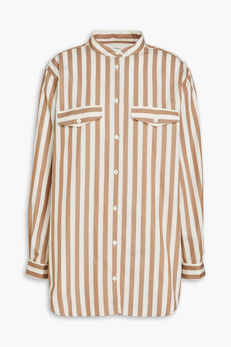 Frame Cotton Striped Shirt In Light Brown