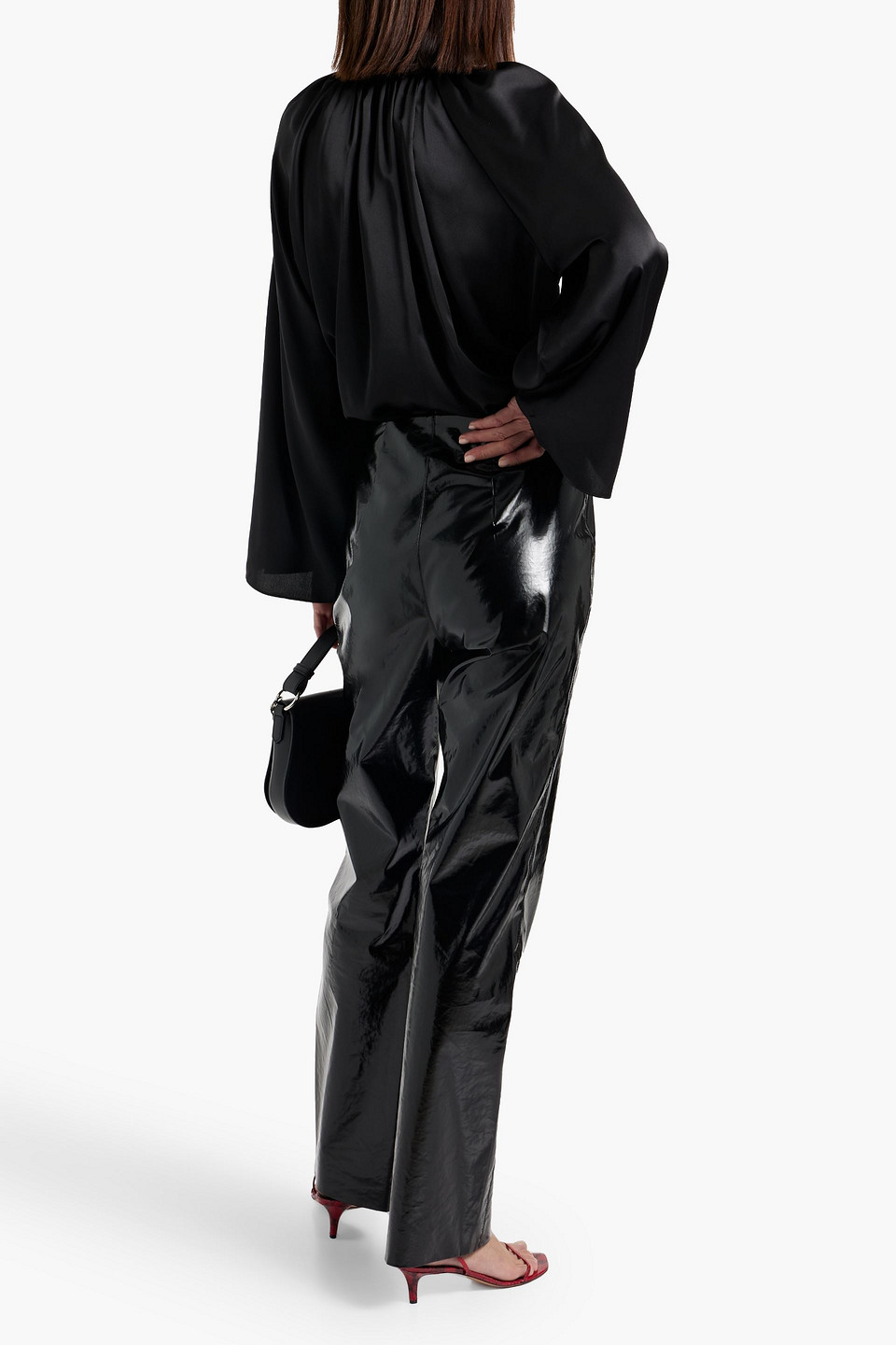 Frame Satin Blouse In Black