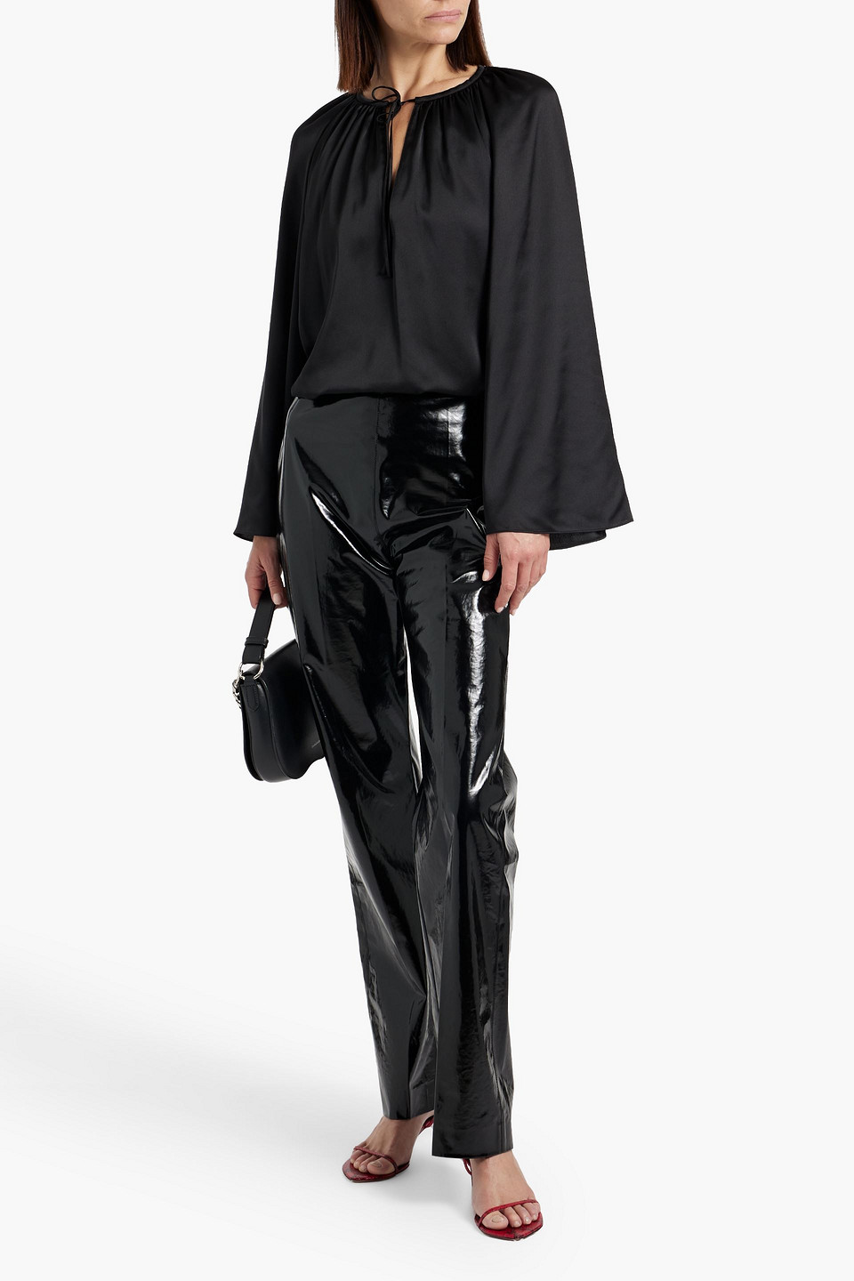 Frame Satin Blouse In Black