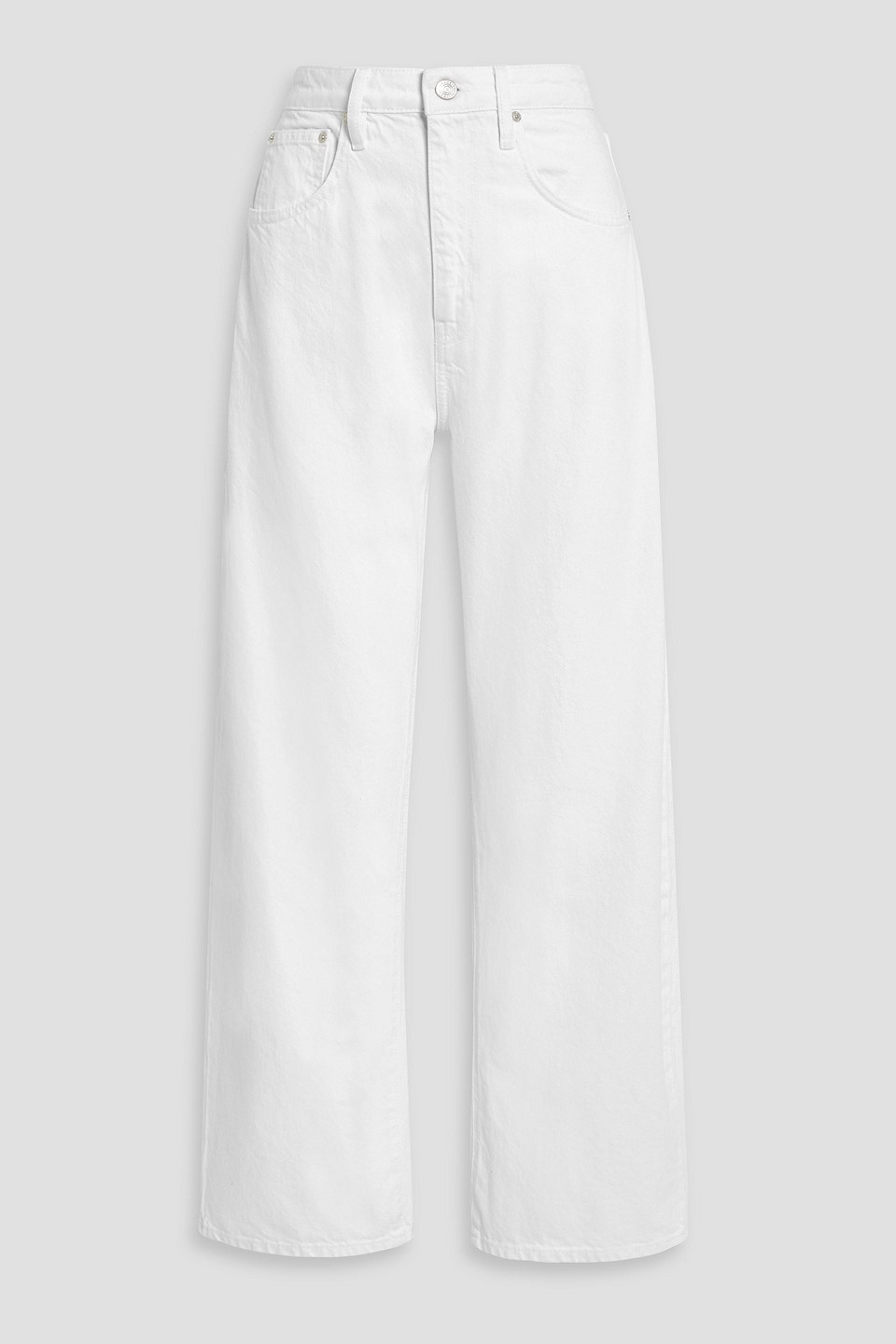 Frame Long Barrel High-rise Tapered Jeans In White