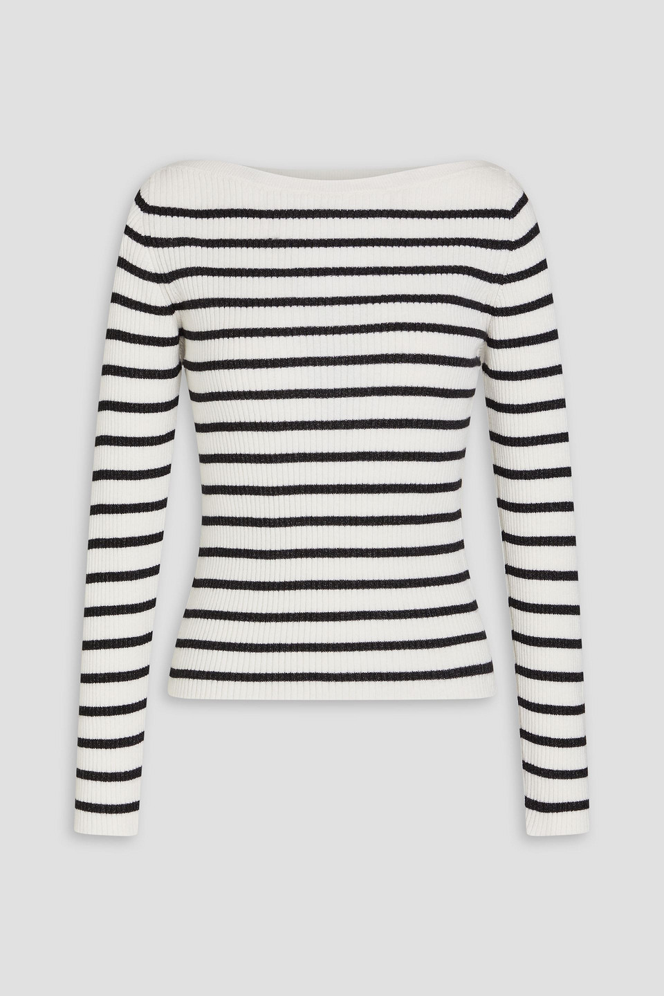 Frame Striped Boatneck Sweater In Ivory