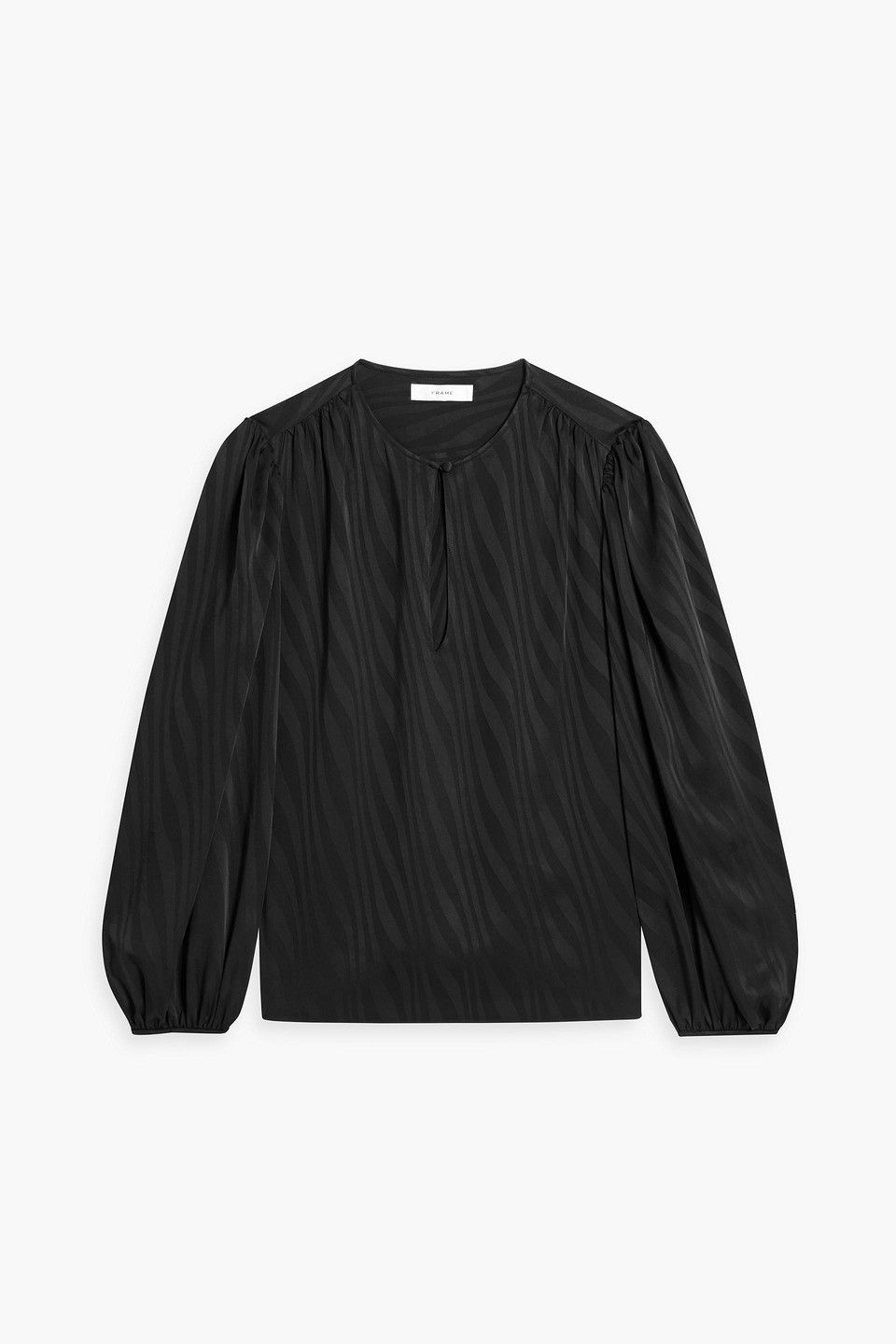Frame Striped Satin-jacquard Blouse In Black