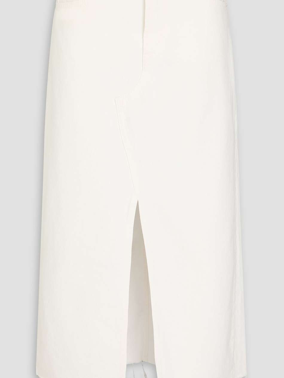 the midaxi frayed denim midi skirt