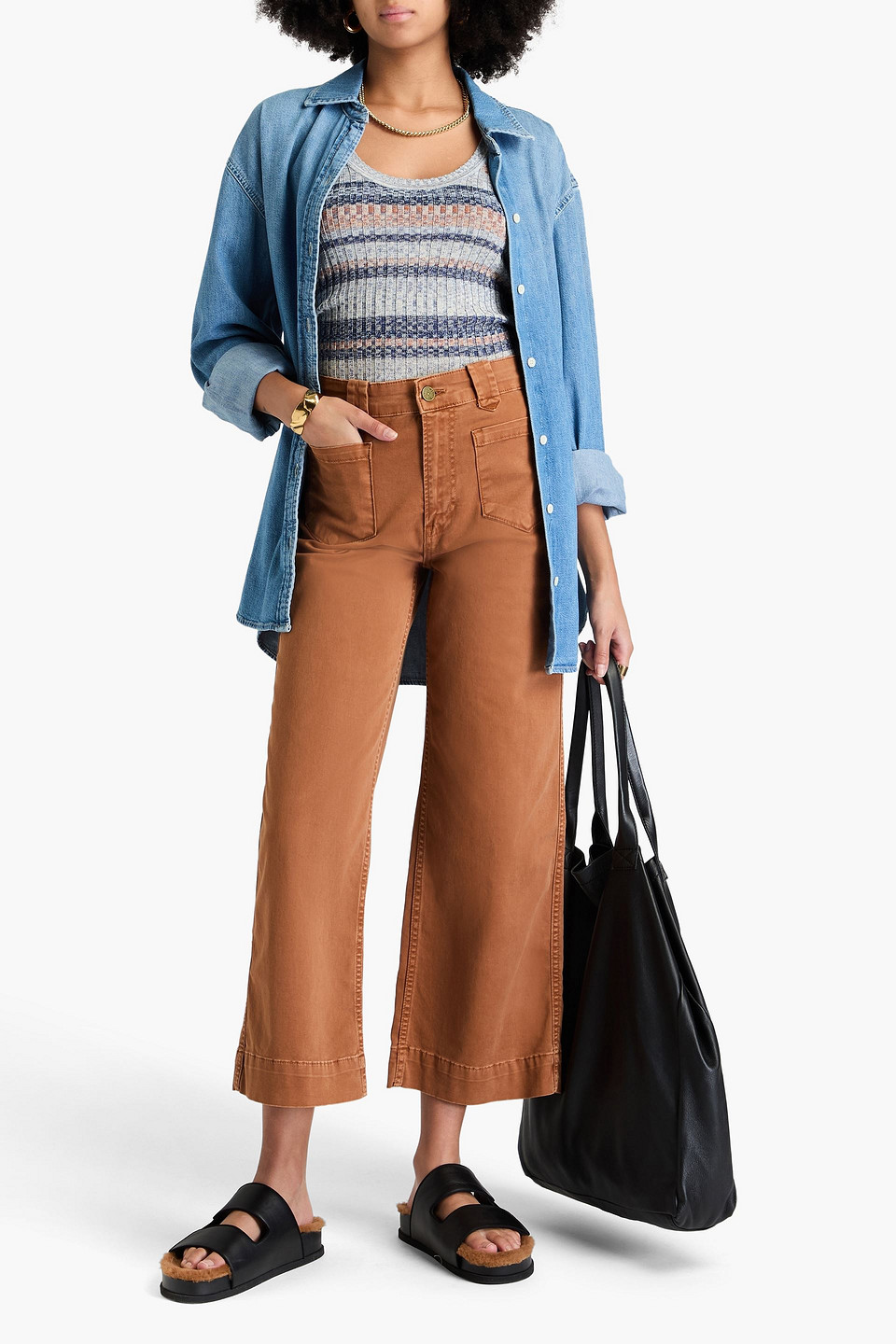 Frame Utility Relaxed Fit Straight Leg Ankle Jeans In Tan