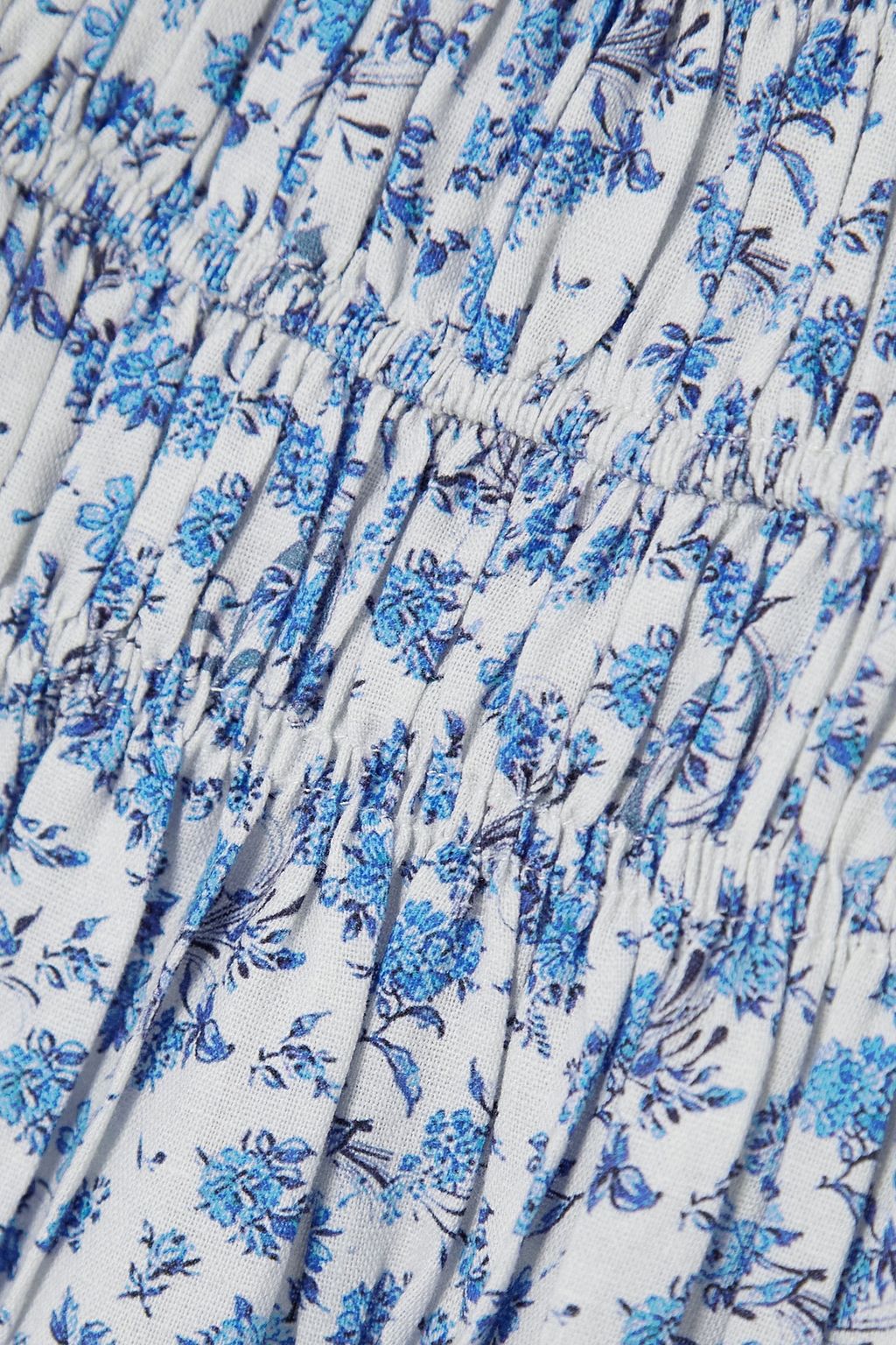 LUG VON SIGA Elisa smocked floral-print cotton and linen-blend midi dress