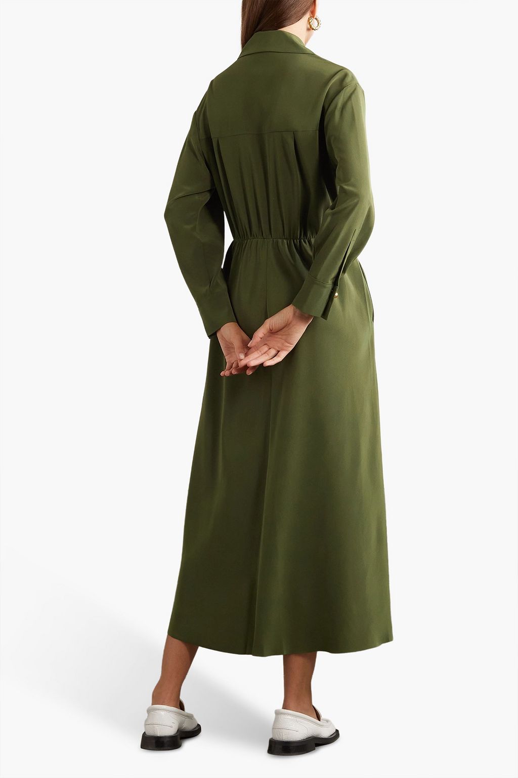 VINCE. Tie-front jersey midi shirt dress