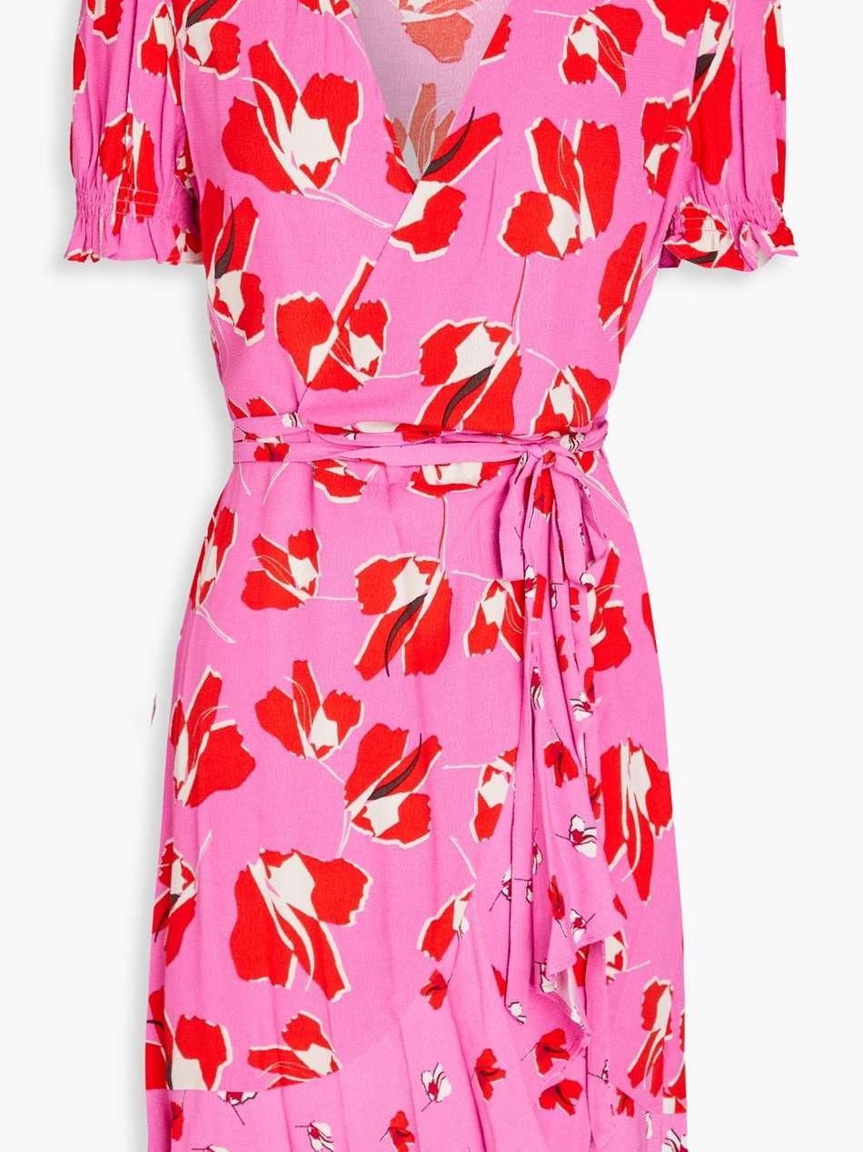emilia floral-print crepe mini wrap dress