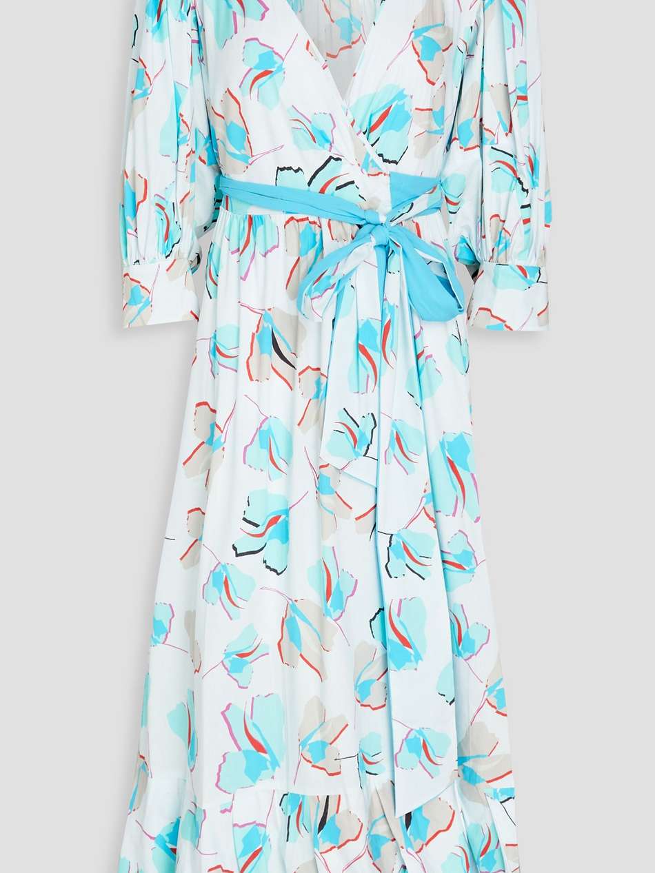roxanna printed cotton-blend poplin midi wrap dress