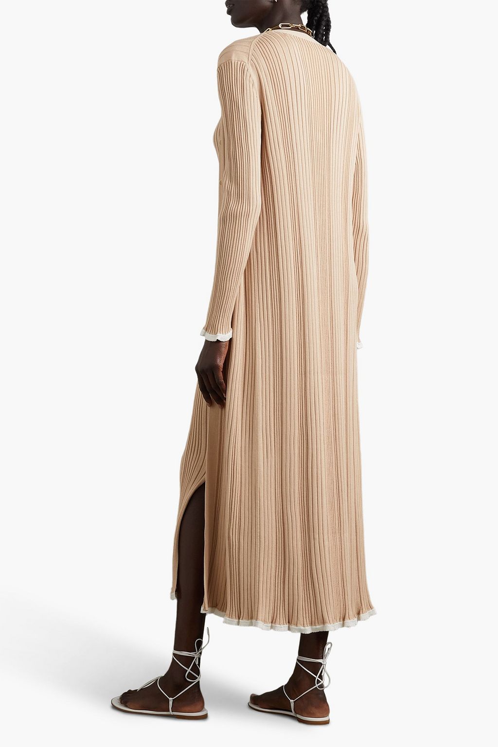 CASASOLA Emiliana ribbed silk and cotton-blend midi dress