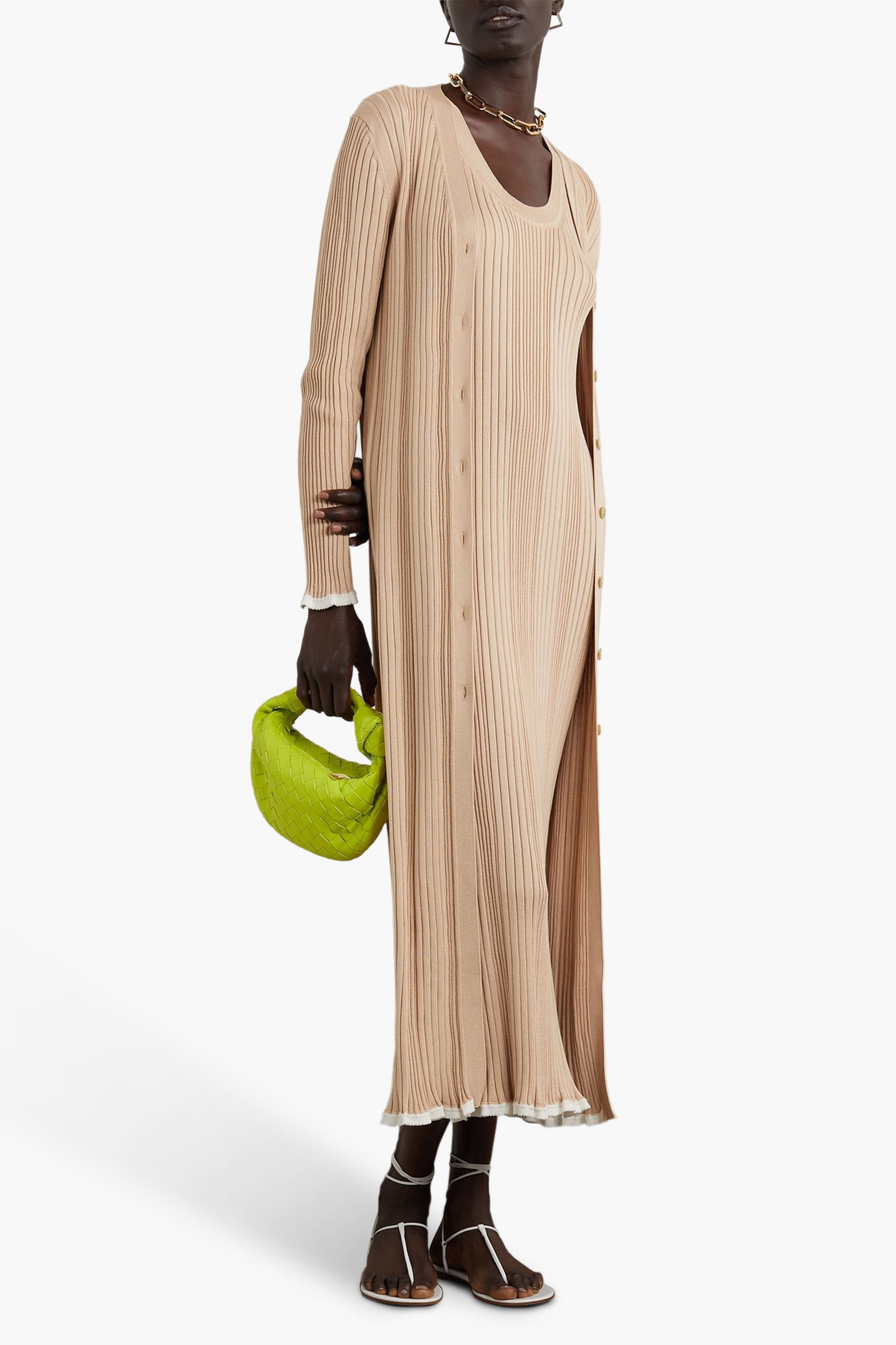 CASASOLA Emiliana ribbed silk and cotton-blend midi dress