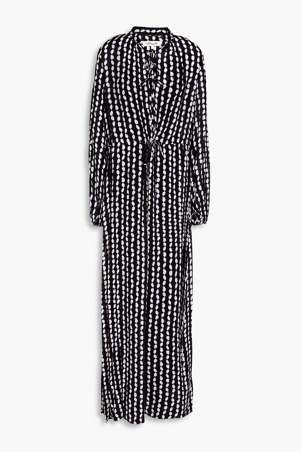 Diane Von Furstenberg Printed Chiffon Maxi Dress In Black