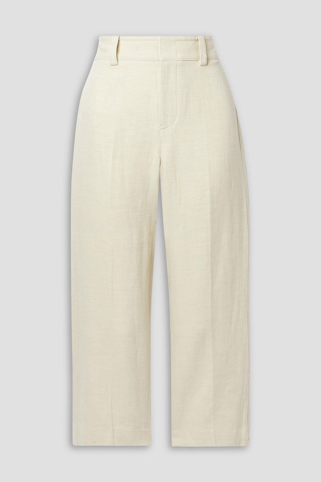 FRAME Cropped button-embellished cotton-twill wide-leg pants