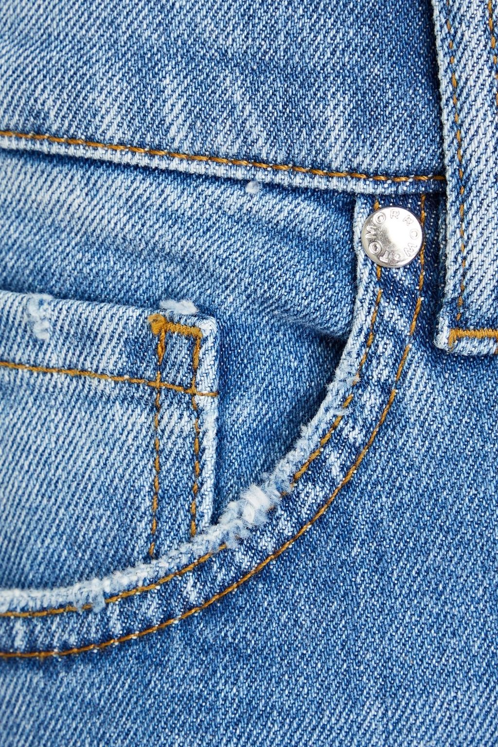 TOMORROW DENIM جينز بأرجل مستقيمة وخصر عالٍ بتأثير معتق