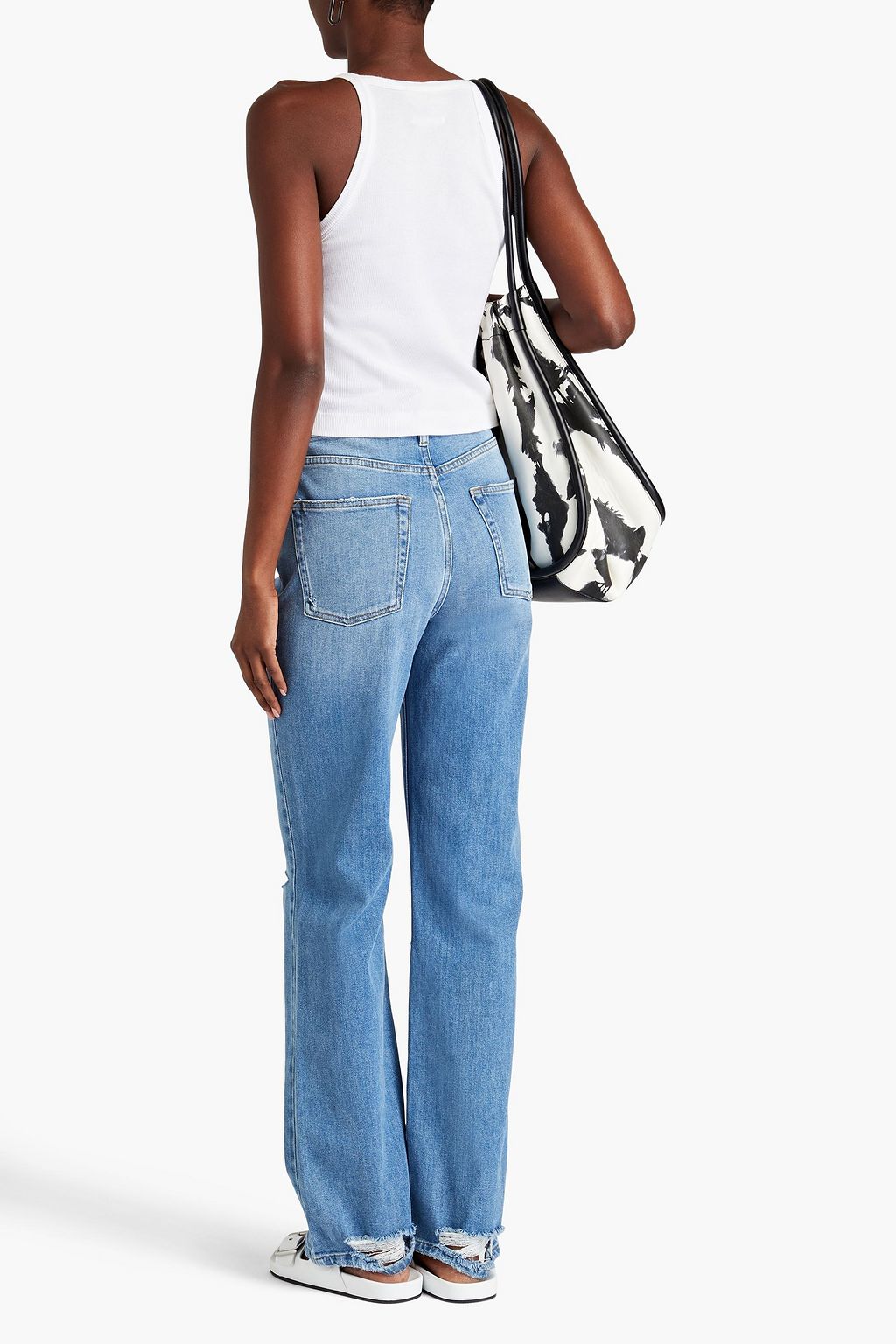 TOMORROW DENIM جينز بأرجل مستقيمة وخصر عالٍ بتأثير معتق