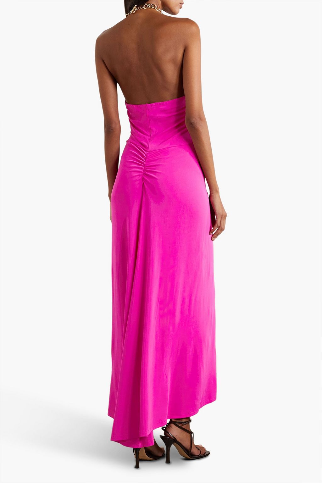 VERONICA BEARD Reze ruched stretchjersey halterneck maxi dress THE