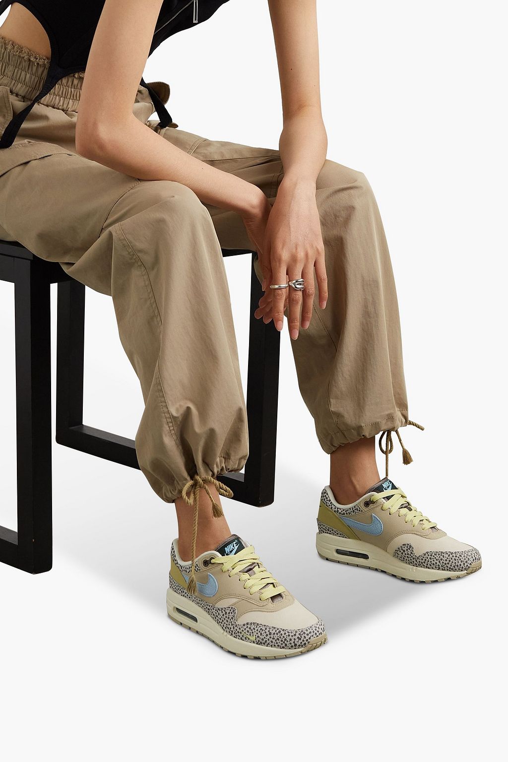 NIKE Air Max 1 shell, smooth and croc-effect leather sneakers