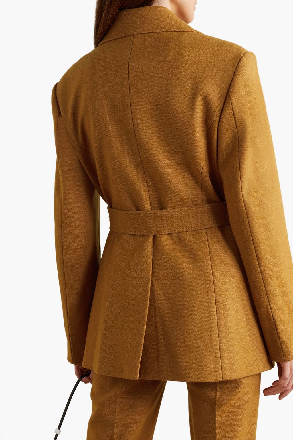 LVIR Belted herringbone wool-blend blazer