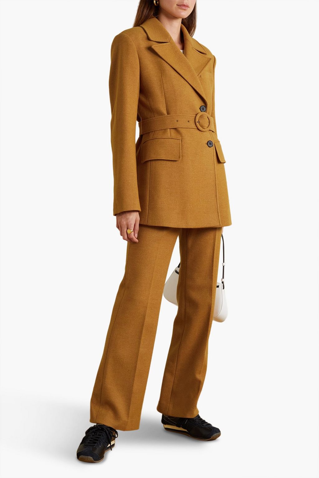 LVIR Belted herringbone wool-blend blazer