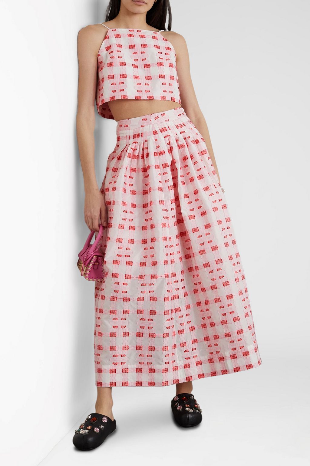 MINJUKIM Cropped fil coupé jacquard top
