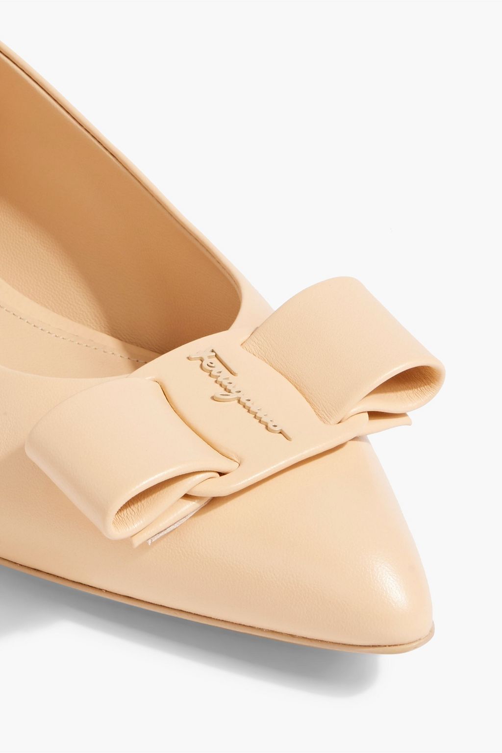 FERRAGAMO Viva bow-embellished leather point-toe flats
